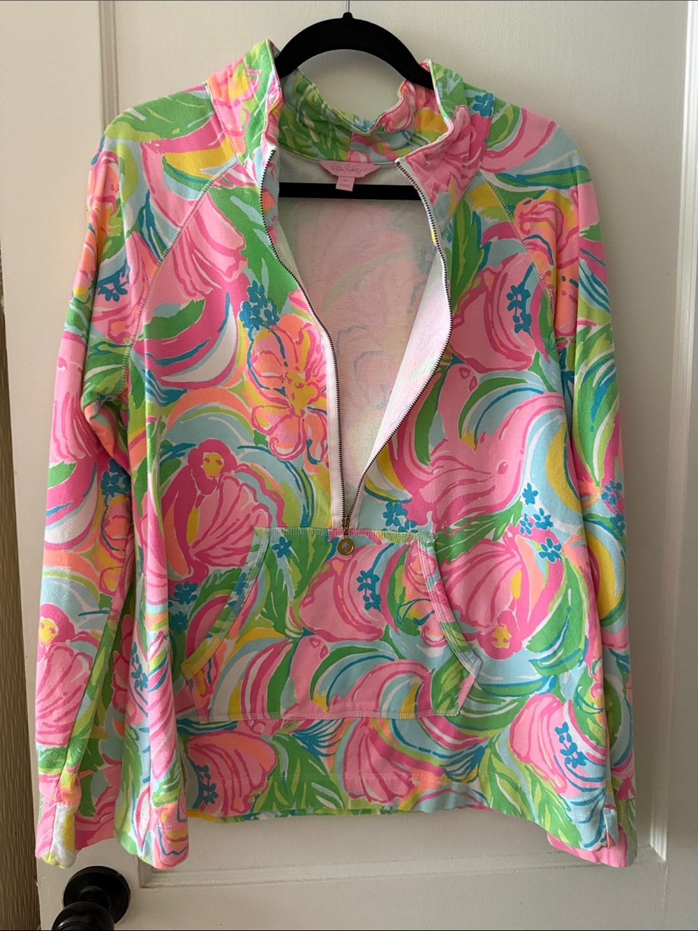 Lilly Pulitzer Pink Multi Floral Half-Zip Pullover Jacket - Picture 5 of 6